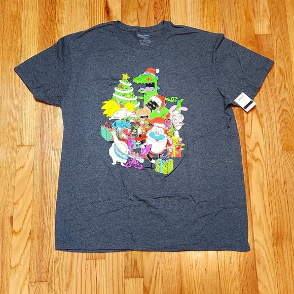 Nickelodeon 90's Cartoons Christmas T-Shirt - Picture 1 of 4